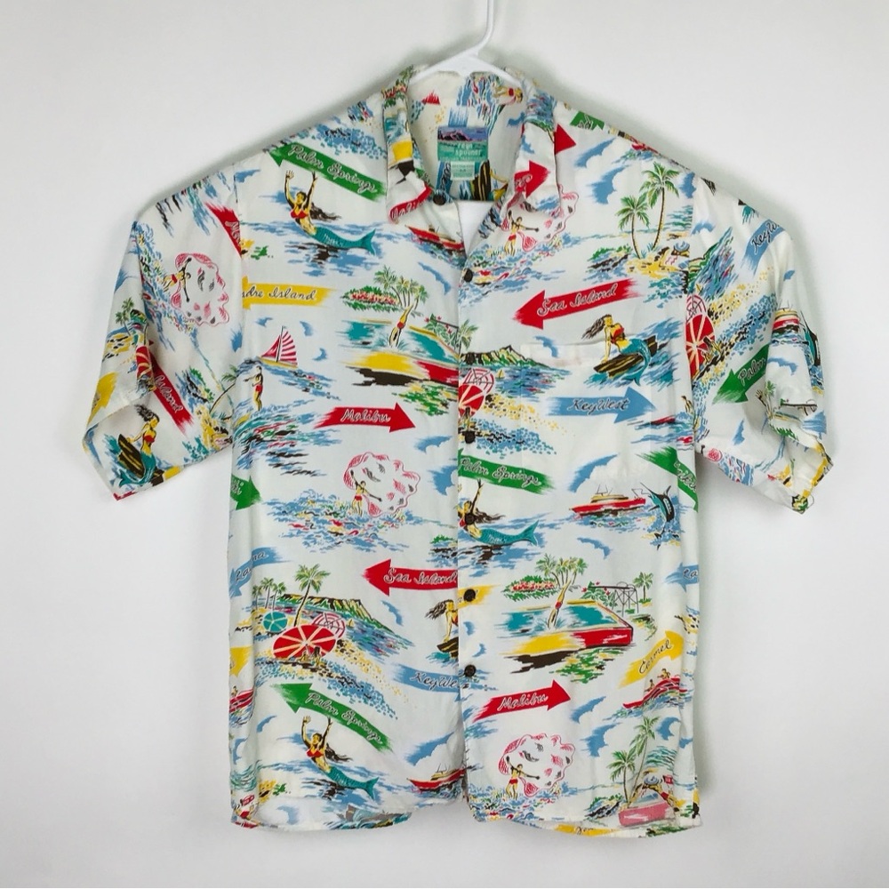 Reyn Spooner men’s short sleeve button up Hawaiian shirt medium